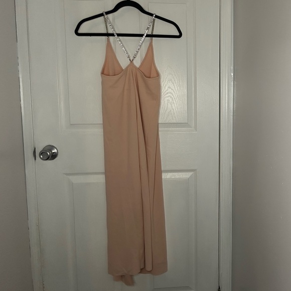 ASOS DESIGN Maternity Light Pink Trapeze Midi Dress with Rhinestone Straps - Picture 2 of 6